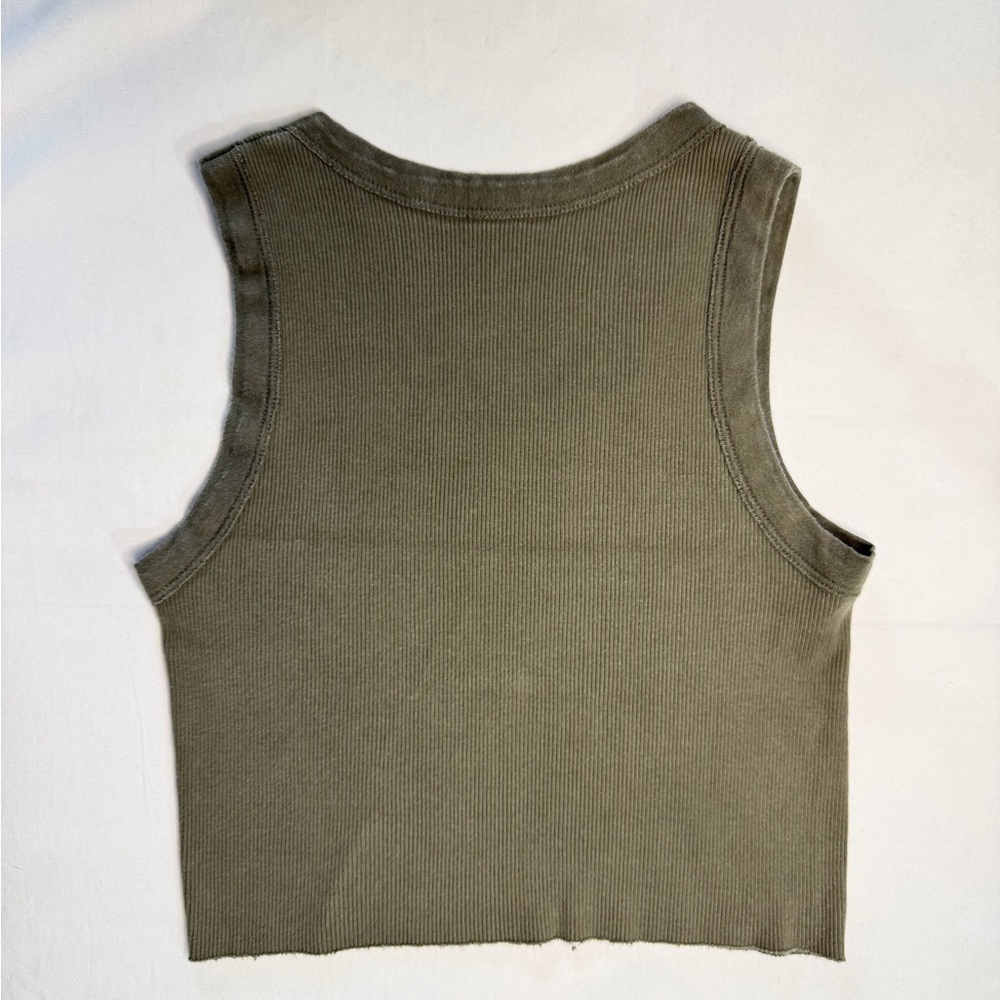 John Galt Olive Green Ribbed Tank Top - Picture 2 of 2